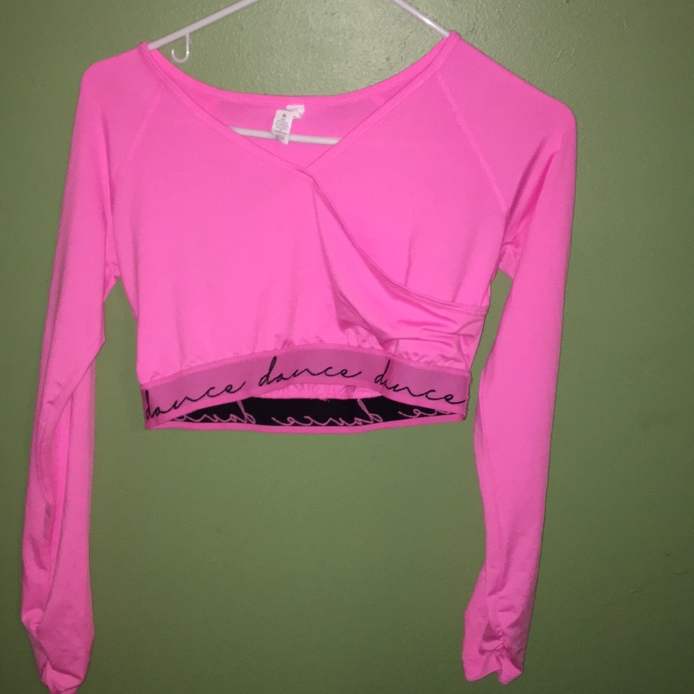 Cute Pink Dance Crop Top Long Sleeve